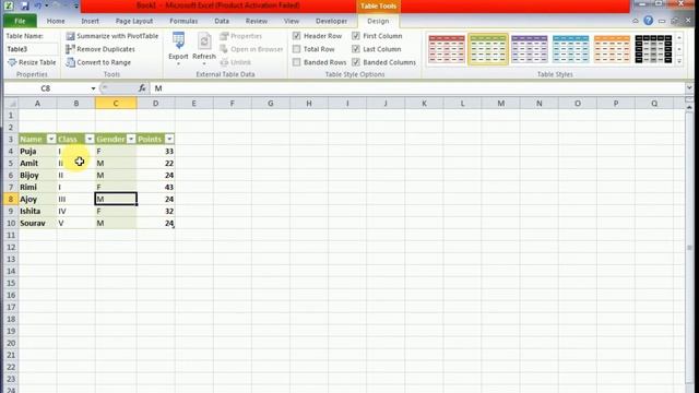 Excel class, to create smart table (Bengali)