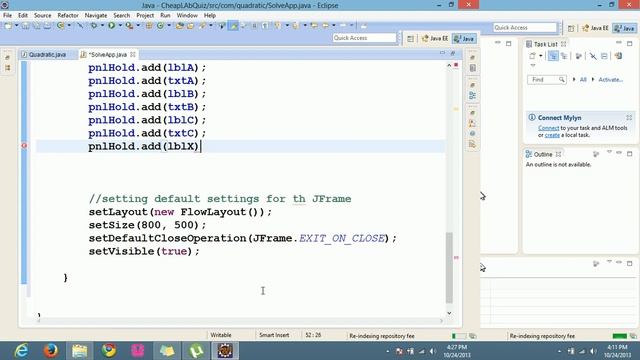 Java Quadratic Application tutorial