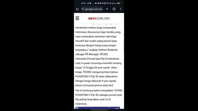 Akan resmi rilis Indonesia! Inilah bocoran spesifikasi Tecno Phantom V Flip 5G terbaru