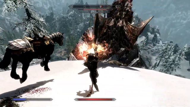 Skyrim : Horse VS Dragon