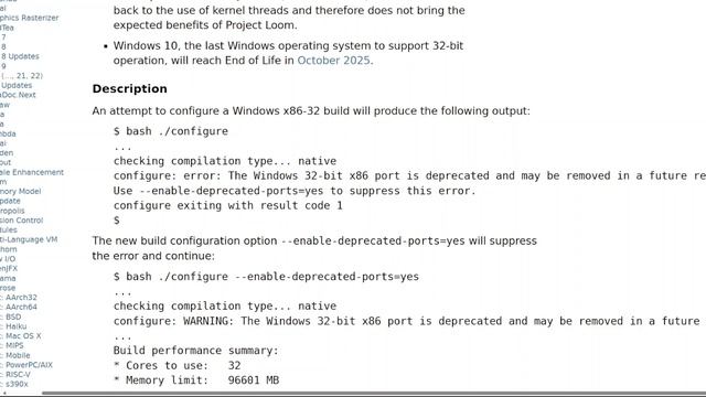 Java 21: Feature #12 - JEP 449: Deprecate the Windows 32-bit x86 Port for Removal