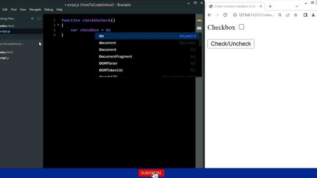 Check Uncheck Checkbox on Button Click using JavaScript HowToCodeSchool.com
