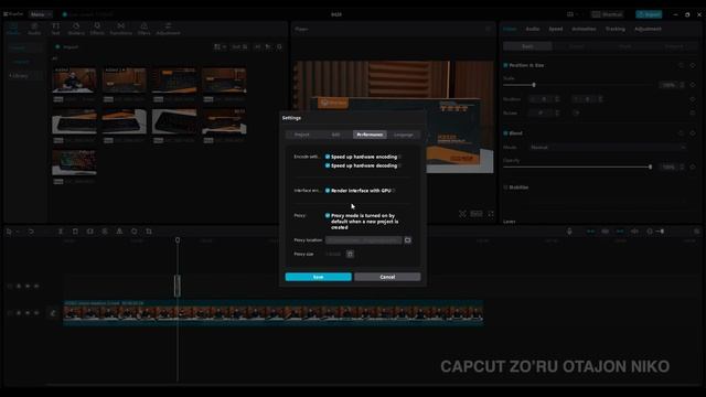 #3 Capcut Dastur sozlamalari cache file, proxy, language yengil oson video montaj o'zbek tilida