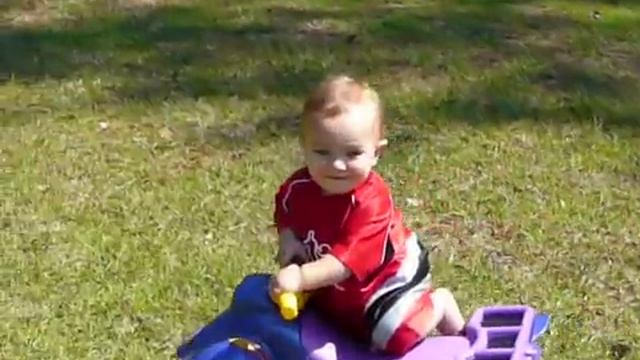 Doing tricks on his 4 wheeler!