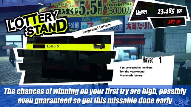 Persona 5 Royal - Easy Money Trophy Guide - How to enter the lottery