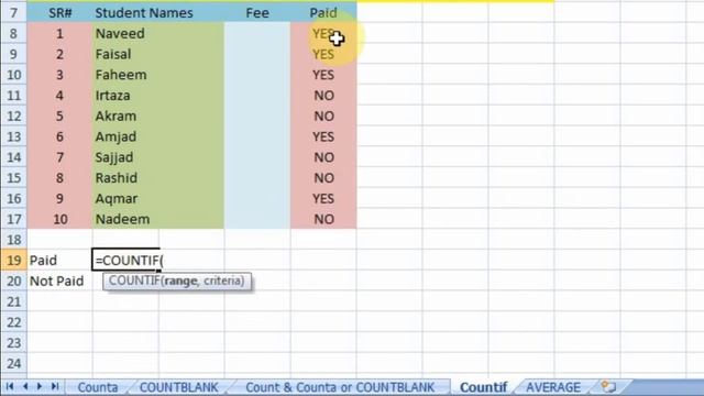 Lesson # 103 Countif Part 1 Microsoft Office Excel 2013 Tutorial Urdu & Hindi   YouTube