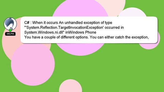 C# : When it occurs An unhandled exception of type "'System.Reflection.TargetInvocationException' o