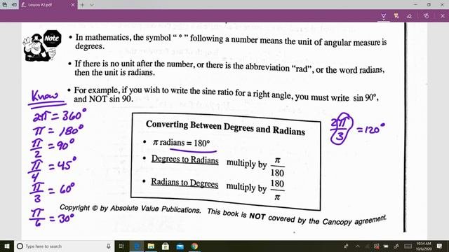 Lesson #2 Radians