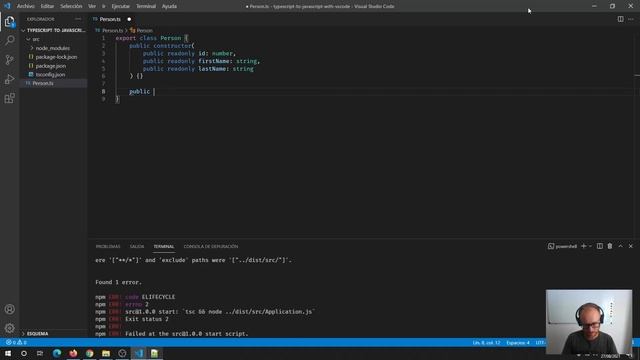 NodeJS y TypeScript. Configuración de un proyecto NodeJS con transpilación a JavaScript.