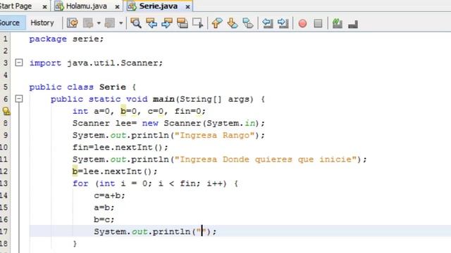 NetBeans Serie Fibonacci