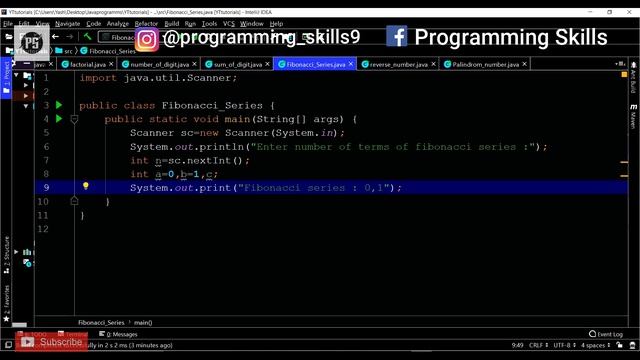 How to print Fibonacci Series in Java Hindi || Java Program to print Fibonacci series Hindi