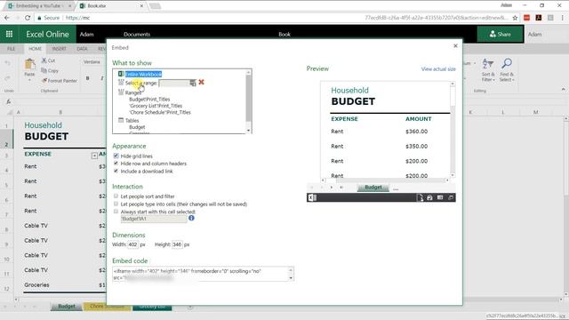 Microsoft Sway - Embed a Live Excel Spreadsheet