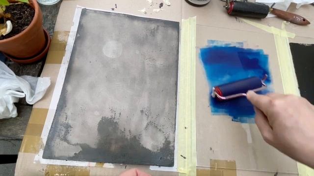 GELLI PLATE: Printing With Etching Inks, Cling Film And Wallpaper PART 1
