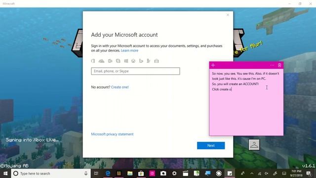 How to sign out, sign back in, and create an account for minecraft!