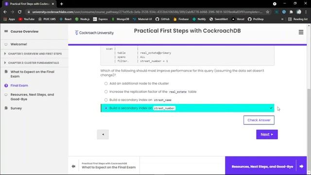 Practical First Step With CockroachDB Final Exam Solution  Cockroach University Free Certification
