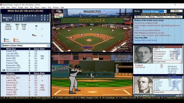 DH 633 Baseball Mogul  Year 1903 Chicago White Sox at Philadelphia Athletics