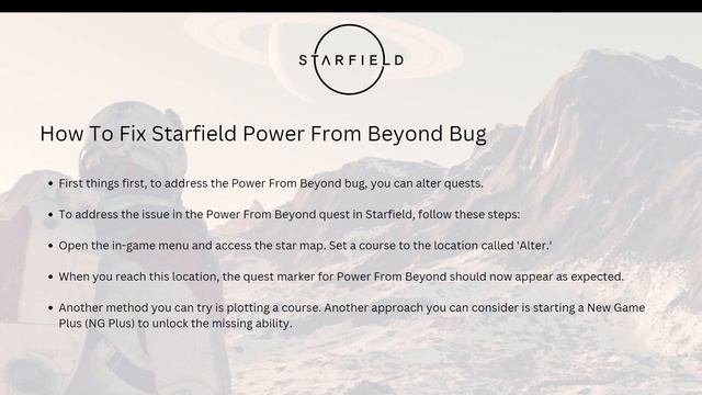 How To Fix Starfield Power From Beyond Bug - Complete Guide