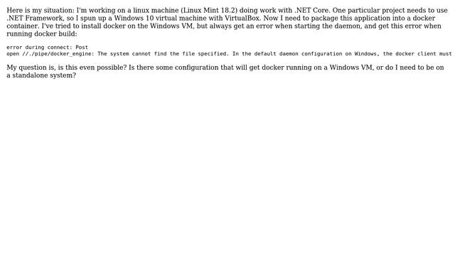 How can I run docker on a Windows VM on Linux?