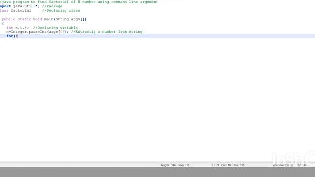 java program to find n factorial using command line argument