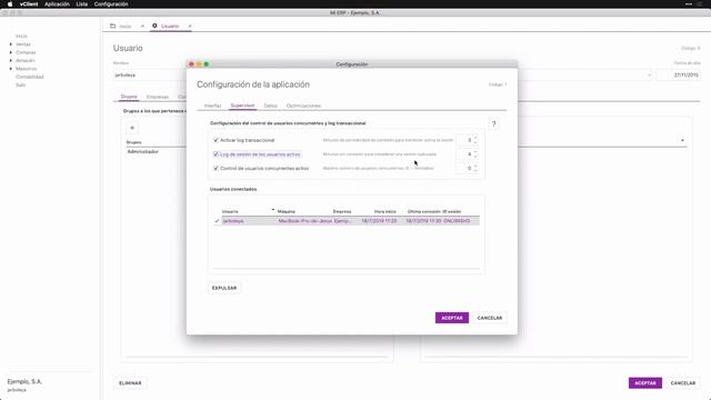 Configuración general de supervisor de la aplicación