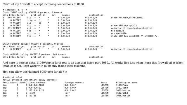 Unix & Linux: CentOS : need to allow 8080 port in iptables