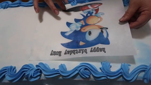 Pastel decoración Sonic Para Niño con hoja Comestible ? ???