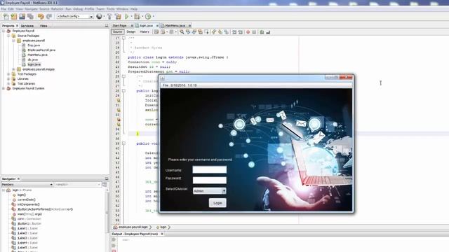 Employee Payroll Management System Using Java Netbeans - Part 7 - Display JFrame in center of scree