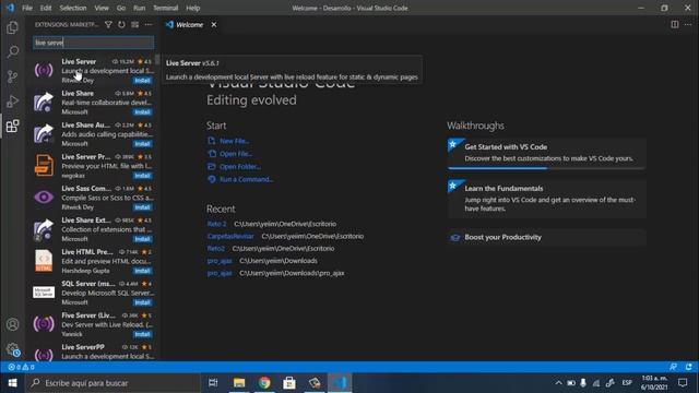 Instalar extensión Live Server visual studio code - Error políticas de acceso CORS - Servidor loca