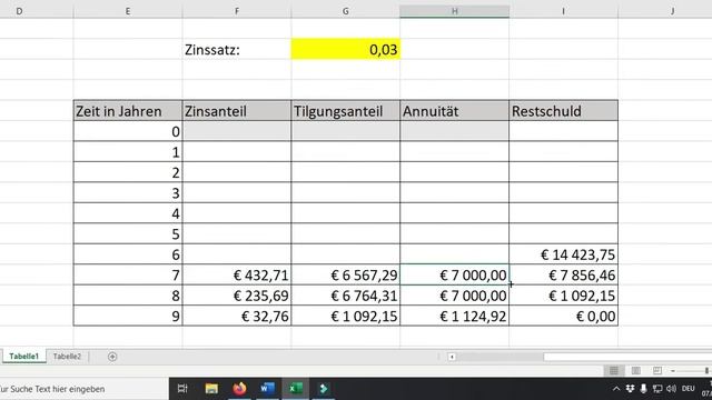 Tilgungspläne in Excel