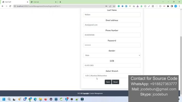 Courier Management Project in Java Using Spring boot, Hibernate, JPA,  JSP, HTML
