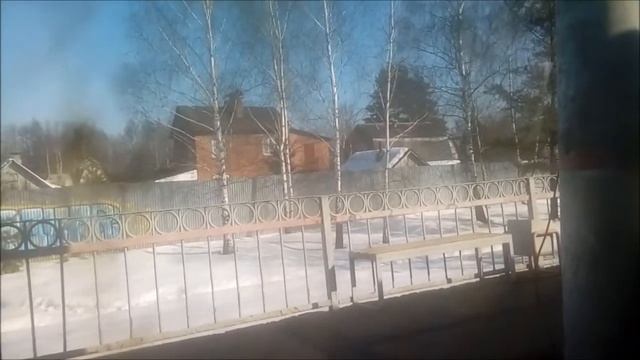Вагон от электропоезда 81-710 "ЕЖ-3 возле платформы 63 км(из окна электропоезда ЭД4М-0129)
