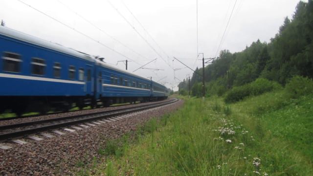 ЧС7-079 с поездом, перегон Бородино-Уваровка