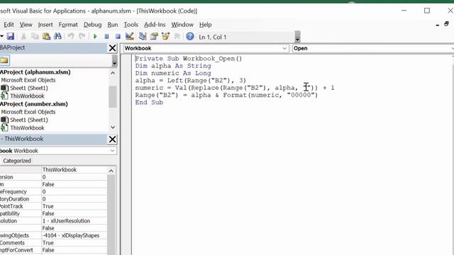 Creating an auto number in Excel