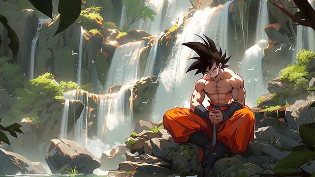 Гоку Медитирует у Водопада | Goku Meditating | Dragon Ball - Живые Обои