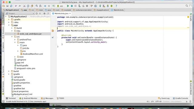 Zoduna C DataStore Java using Android Studio on OSX Example Program Tutorial