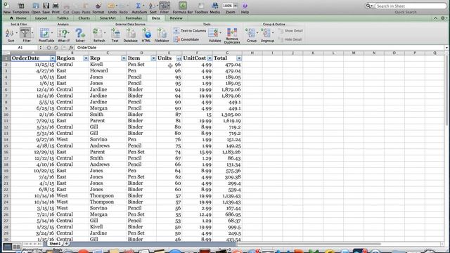 How to add filter, sort, and remove duplicates in Excel 2011on Mac