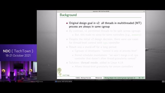 Diving deeper into control groups (cgroups) v2 - Michael Kerrisk - NDC TechTown 2021