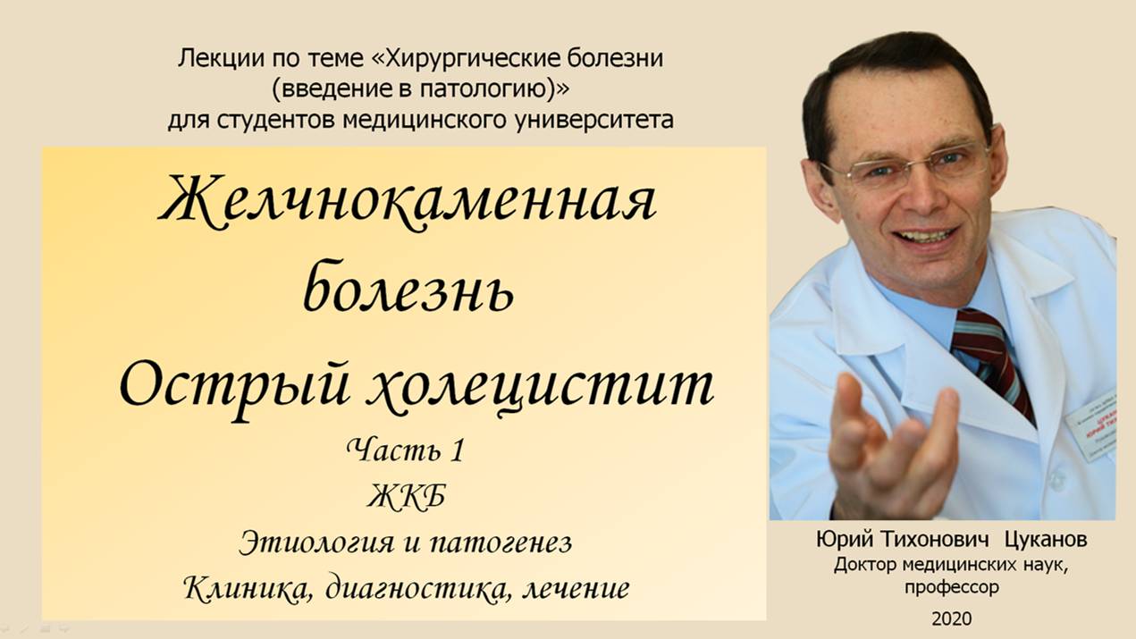 Желчно каменная болезнь. Острый холецистит, часть 1. Лекция для студентов медуниверситета.