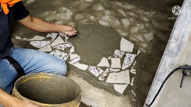 BROKEN TILES HOW TO INSTALL  PAANO MAG KABIT NG BROKEN TILES  CONSTRUCTION IDEA 