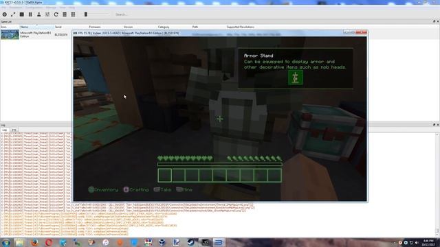 Rpcs3 Ps3 emulator Minecraft Playstation 3 Edition Vulkan