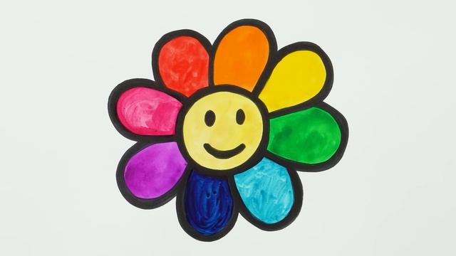 Let's Learn How to Draw & Paint Rainbow Flower | Painting, Drawing, Coloring for Kids and Toddlers