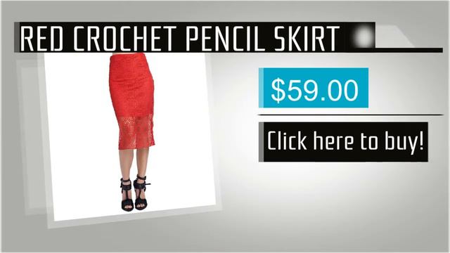 RED CROCHET PENCIL SKIRT