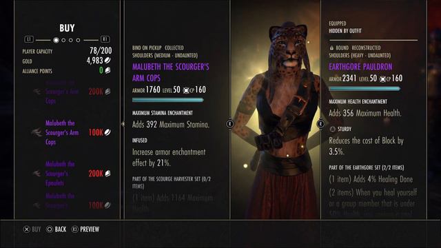 ESO Gold Vendor 29Jan2022 Malubeth The Scourger's & Pirate Skeleton's Shoulders