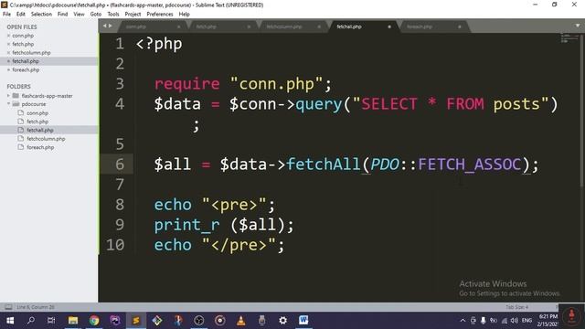 62 - Getting Data with FetchAll - Complete PHP Course