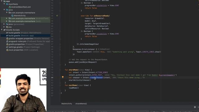 #7. Glide library in Android Studio | Memes share App Done! | Android Development Tutorial 2021