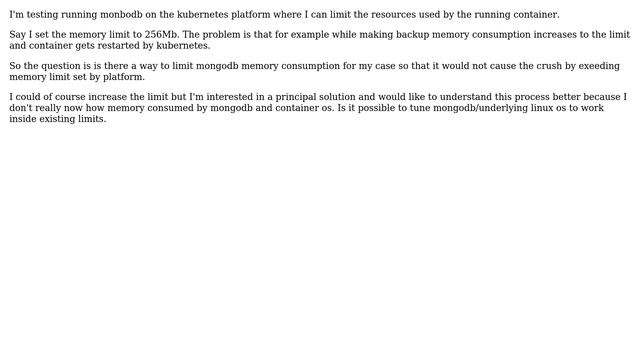 Databases: mongodb limit server memory consumption