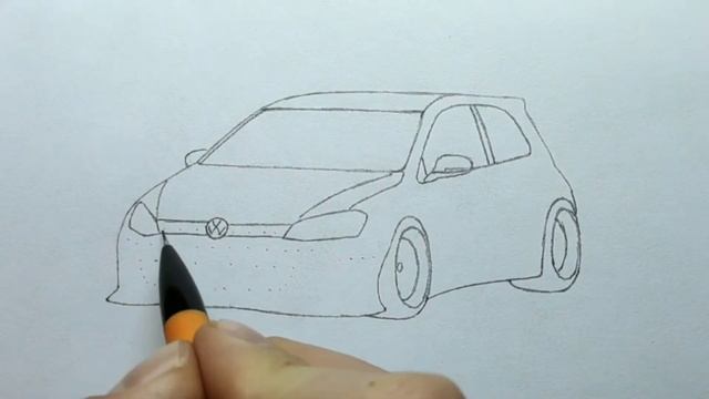 How to draw a VOLKSWAGEN GOLF 7 GTI 2019 / drawing vw golf VII tcr rocket bunny 2012 stance