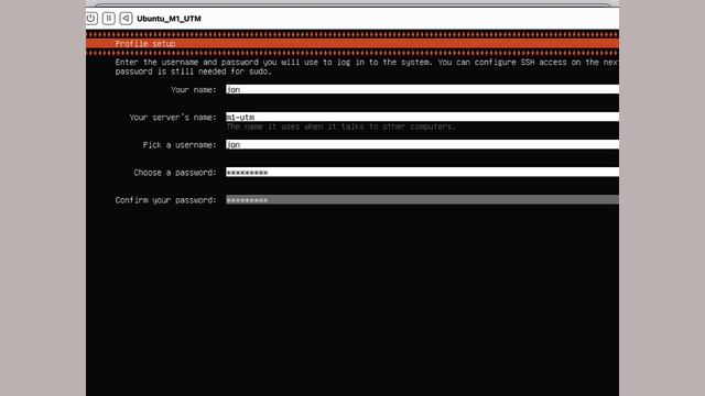 Linux via UTM on an M1 Mac