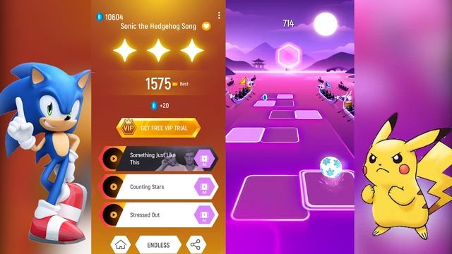 Sonic the Hedgehog Song VS Pika Pikachu tiktok Song - Tiles Hop Edm RUSH!