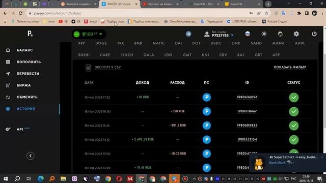 Мониторинг Easy Business - SuperCat выплата